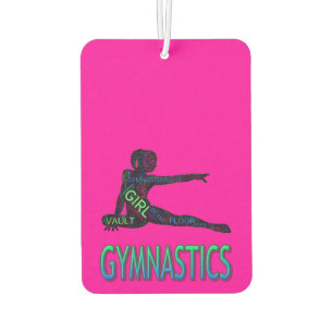 Désodorisant Pour Voiture Gymnastique Word Art Rose & Purple Air Freshener