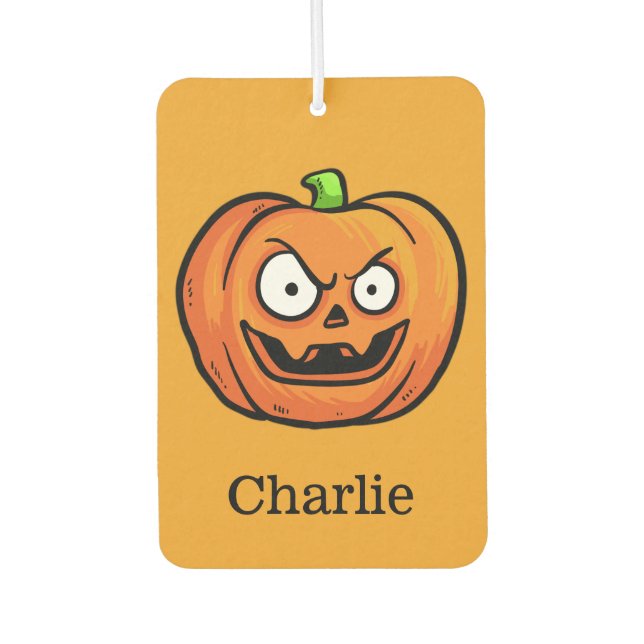 Désodorisant Pour Voiture Halloween Citrouille nom personnalisé air france (Devant)