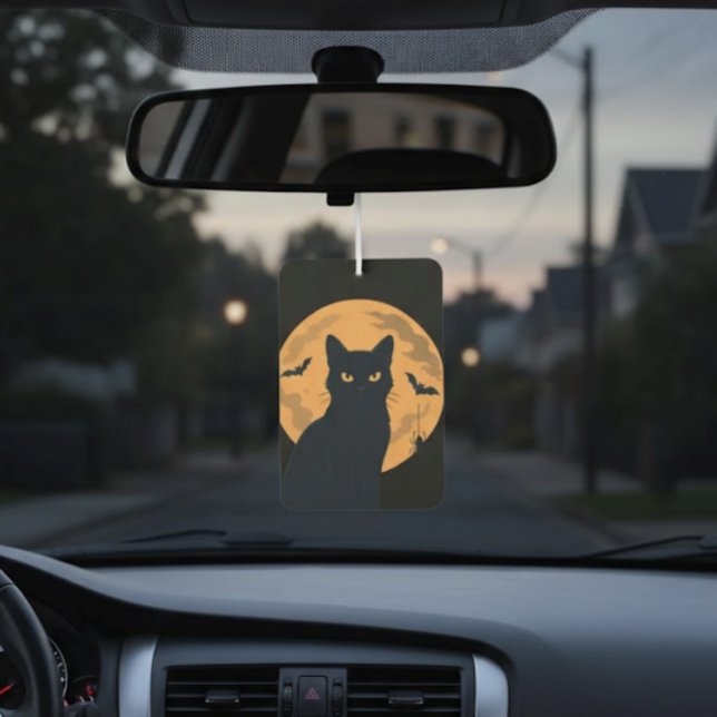 Désodorisant Pour Voiture Halloween éffrayant noir chat Silhouette (Créateur téléchargé)