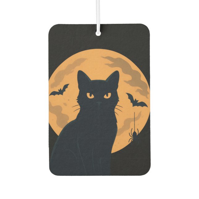 Désodorisant Pour Voiture Halloween éffrayant noir chat Silhouette (Devant)