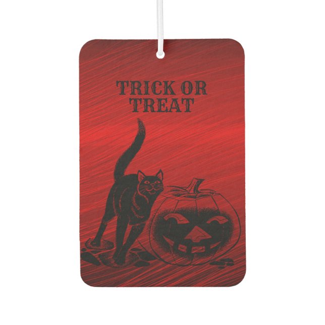 Désodorisant Pour Voiture Halloween Parti mal noir Chat Citrouille rouge peu (Devant)