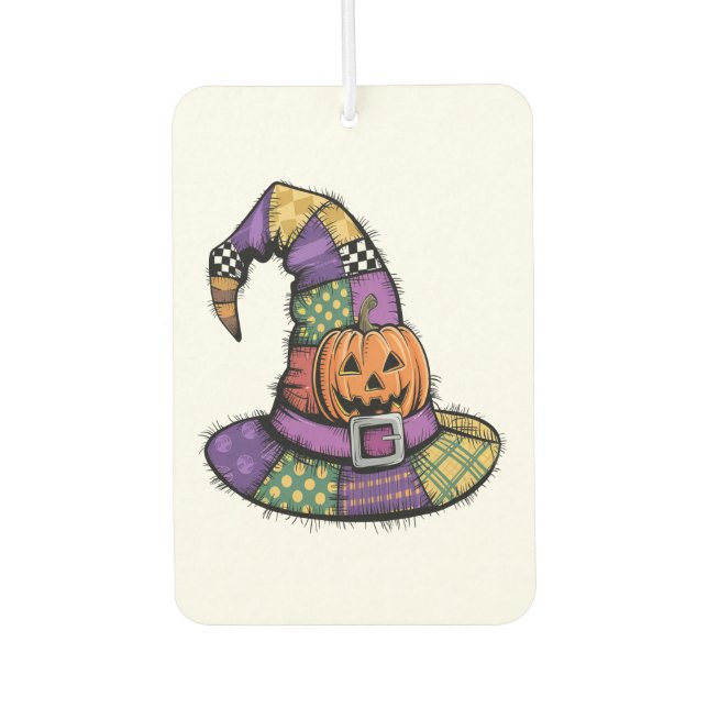 Désodorisant Pour Voiture Halloween Patchwork Witch Hat Spooky (Devant)