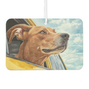 Désodorisant Pour Voiture Happy Dog in Yellow Car Art Print