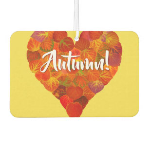 Désodorisant Pour Voiture I Love Autumn, Bold—Red Aspen Leaf Heart 1