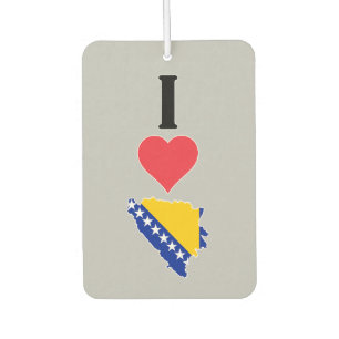 Désodorisant Pour Voiture I Love Bosnie-Herzégovine Pays Drapeau Carte
