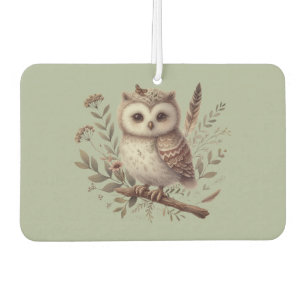 Désodorisant Pour Voiture Illustration botanique de chouette fantaisiste de