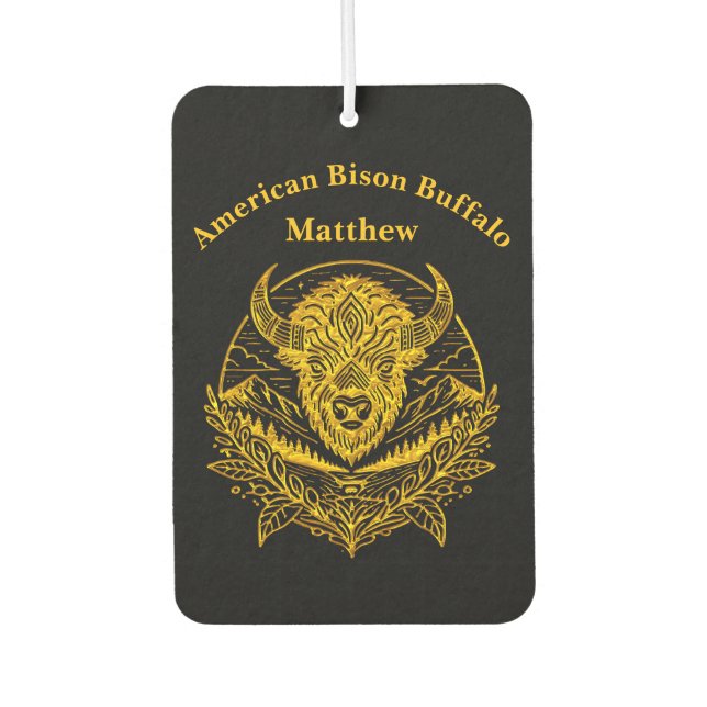 Désodorisant Pour Voiture Illustration complexe d'un bison d'or dans la natu (Devant)