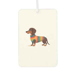 Désodorisant Pour Voiture Illustration de dachshund en pull vintage arc-en-c