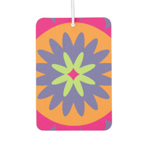 Désodorisant Pour Voiture illustration de formes florales orange et rose