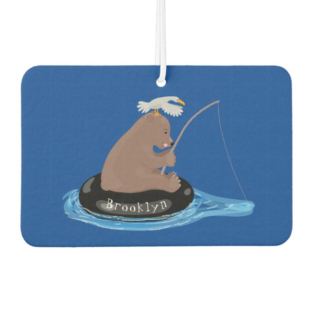 Désodorisant Pour Voiture Illustration de la pêche de l'ourson mou (Devant)