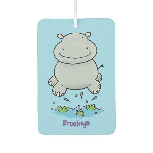 Désodorisant Pour Voiture Illustration de saut en hippo mignon (Devant)