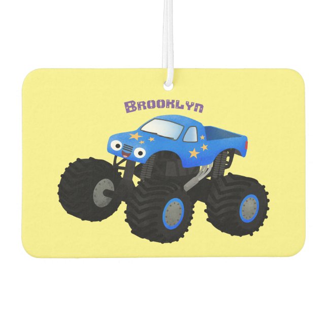 Désodorisant Pour Voiture Illustration d'un camion monstre bleu mou (Devant)