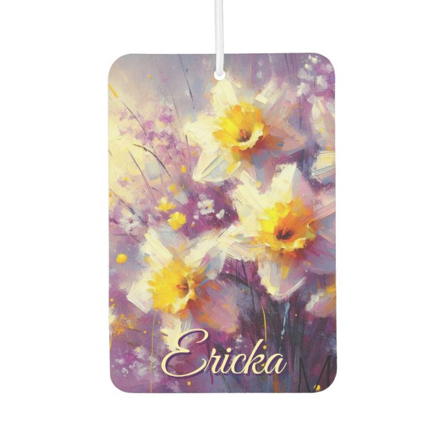 Désodorisant Pour Voiture Impressionniste Daffodil Floral Purple Personnalis (Devant)