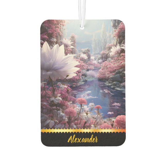 Désodorisant Pour Voiture Jardin fleuri avec ruisseau (Dos)