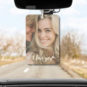 Désodorisant Pour Voiture Je t'aime écriture cœur et photo personnalisée mod