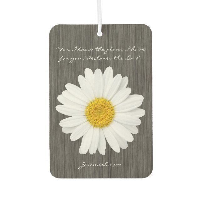 Désodorisant Pour Voiture Jérémie 29:11 Verset biblique avec marguerite rust (Devant)