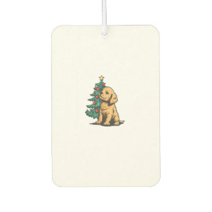 Désodorisant Pour Voiture Jeune chien avec joli sapin de Noël pour la mer Fe