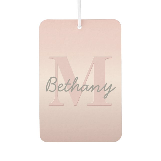 Désodorisant Pour Voiture Joli Monogramme rose personnalisable et votre nom  (Devant)
