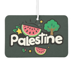 Désodorisant Pour Voiture Joli mot Palestine entouré d'un arbre de pastèques