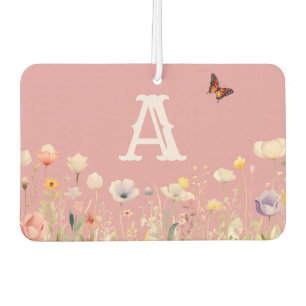 Désodorisant Pour Voiture Jolies couleurs aquarelle fleurs sauvages et monog