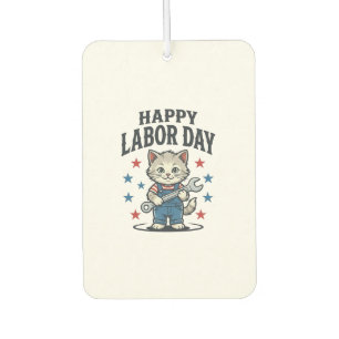 Désodorisant Pour Voiture Joyeuse Fête du Travail Chat Patriote Vintage Créa