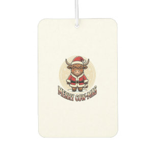 Désodorisant Pour Voiture Joyeux Cowmas Highland Cow Chemise de Noël Design_