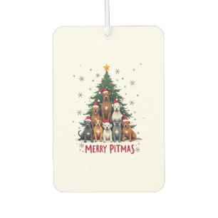 Désodorisant Pour Voiture Joyeux Pitmas Pitbull Chien Pull de Noël Laid Arbr