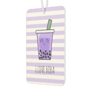 Désodorisant Pour Voiture Kawaii Bubble Tea I Love Boba Taro Ube Purple