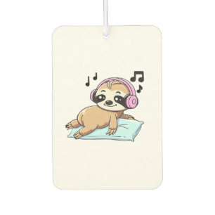 Désodorisant Pour Voiture Kawaii Chibi Paresseux Écoutant de la Musique � Dé