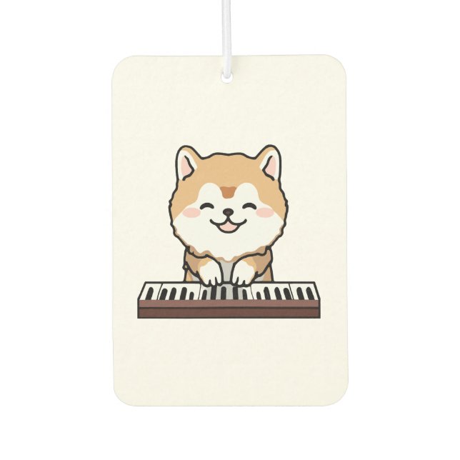 Désodorisant Pour Voiture Kawaii Chien mignon Jouer Piano Clavier (Devant)