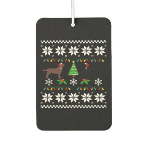 Désodorisant Pour Voiture Labrador noir et Labrador chocolat Joyeux Noël