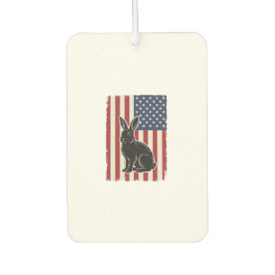 Désodorisant Pour Voiture Lapin Patriotique Drapeau Américain Gravure Vintag
