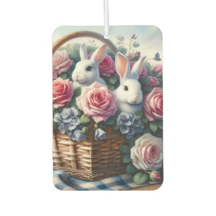 Désodorisant Pour Voiture Lapins nichés parmi les roses de cottage