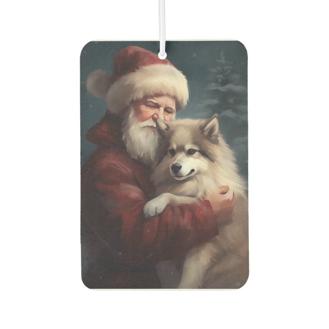 Désodorisant Pour Voiture Lapphund finlandais Noël festif du Père Noël (Devant)