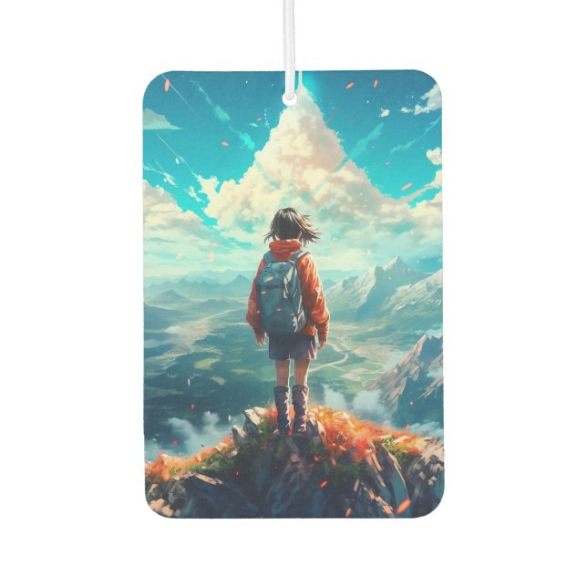 Désodorisant Pour Voiture Le sommet dans son âme | Anime Hiker Girl (Devant)