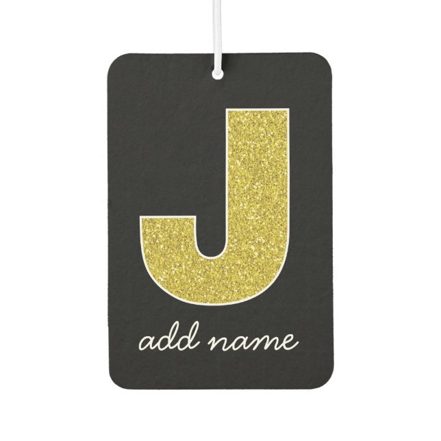 Désodorisant Pour Voiture Lettre monogramme J - Parties scintillant d'étince (Devant)