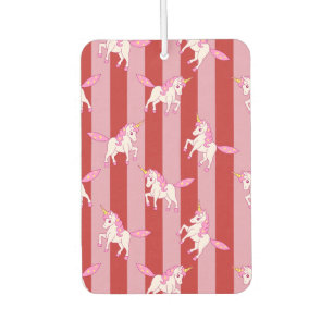 Désodorisant Pour Voiture Licorne rayée rose et rouge
