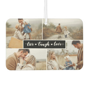 Désodorisant Pour Voiture Live Laugh Love Black Photo Collage