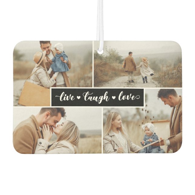 Désodorisant Pour Voiture Live Laugh Love Black Photo Collage (Devant)