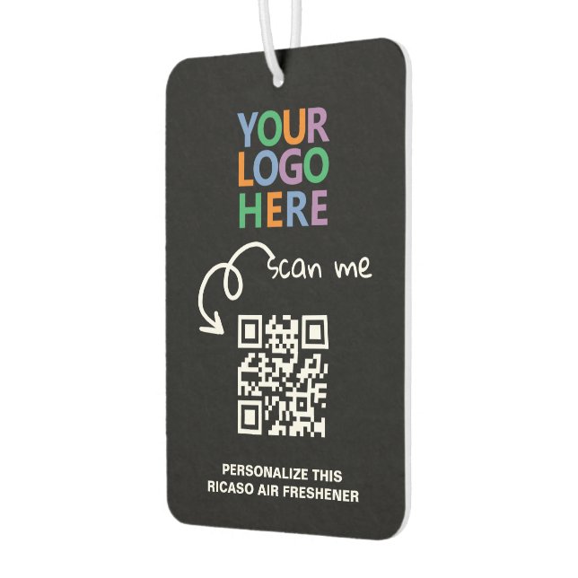 Désodorisant Pour Voiture Logo QR Code et texte personnalisé (Gauche)