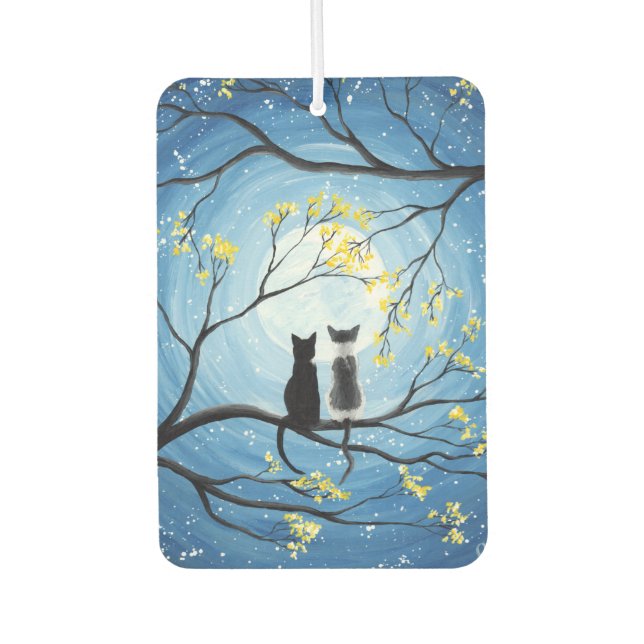 Désodorisant Pour Voiture Lune lunaire avec chats (Devant)