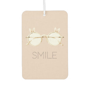 Désodorisant Pour Voiture Lunettes aux oreilles de lapin blanc rose Sourire