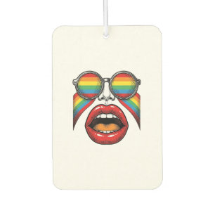 Désodorisant Pour Voiture Lunettes de soleil arc-en-ciel rétro lèvres visage