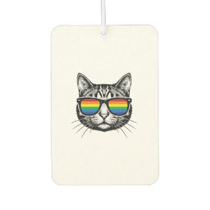 Désodorisant Pour Voiture Lunettes de soleil arc-en-ciel vintage Chat Fierté
