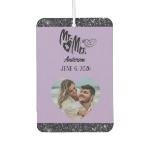 Désodorisant Pour Voiture M. et Mme Nom Photo Mariage Faveur lavande