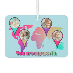 Désodorisant Pour Voiture Magnifique Multicolor World Map Photo Collage