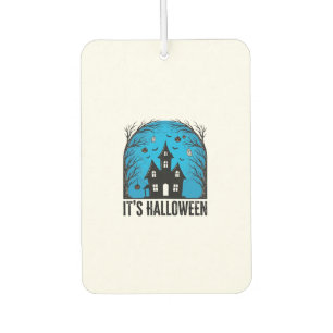 Désodorisant Pour Voiture Maison Hantée Halloween Lune Gravure Vintage Dessi