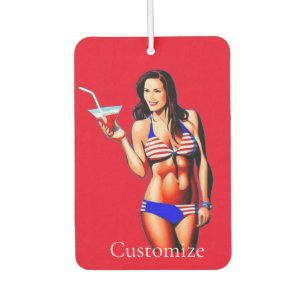 Désodorisant Pour Voiture Mannequin de fitness en bikini patriotique Thunder