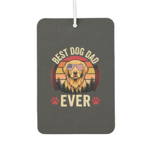 Désodorisant Pour Voiture Meilleur papa chien de tous les temps Rétro Golden