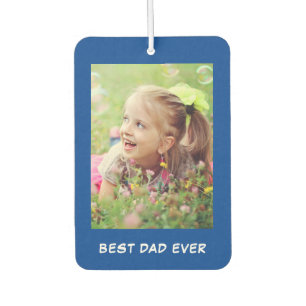 Désodorisant Pour Voiture Meilleur papa Jamais Personnalisé Photos Bleues